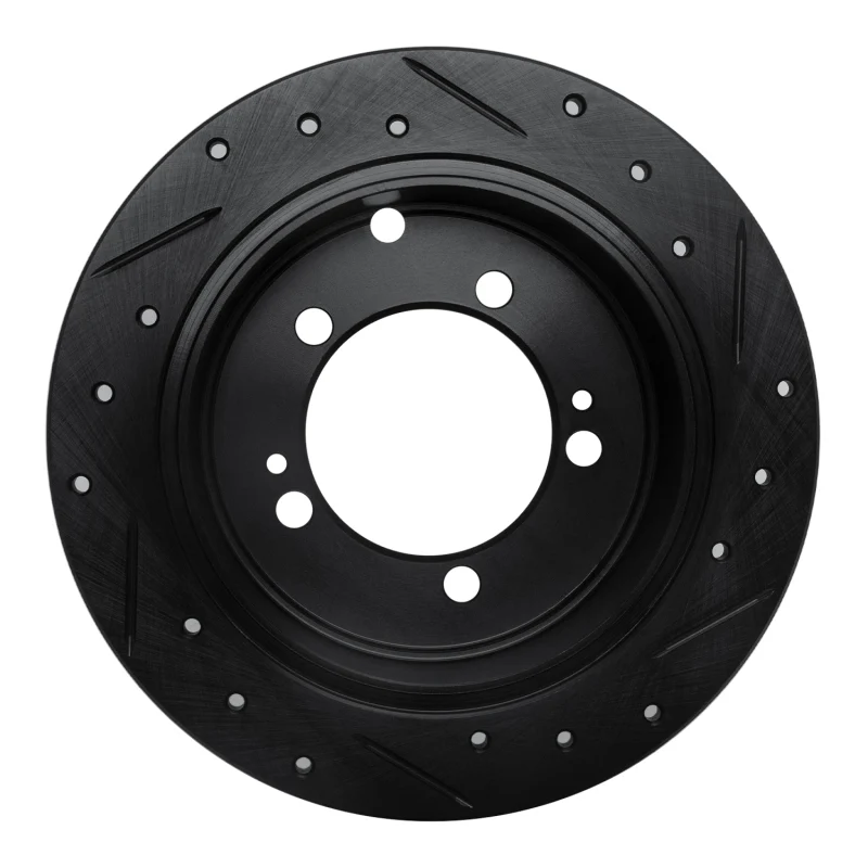 R1 94-07 Chrysler SEBRING Rear Left Drilled & Slotted Black Brake Rotor - Image 2