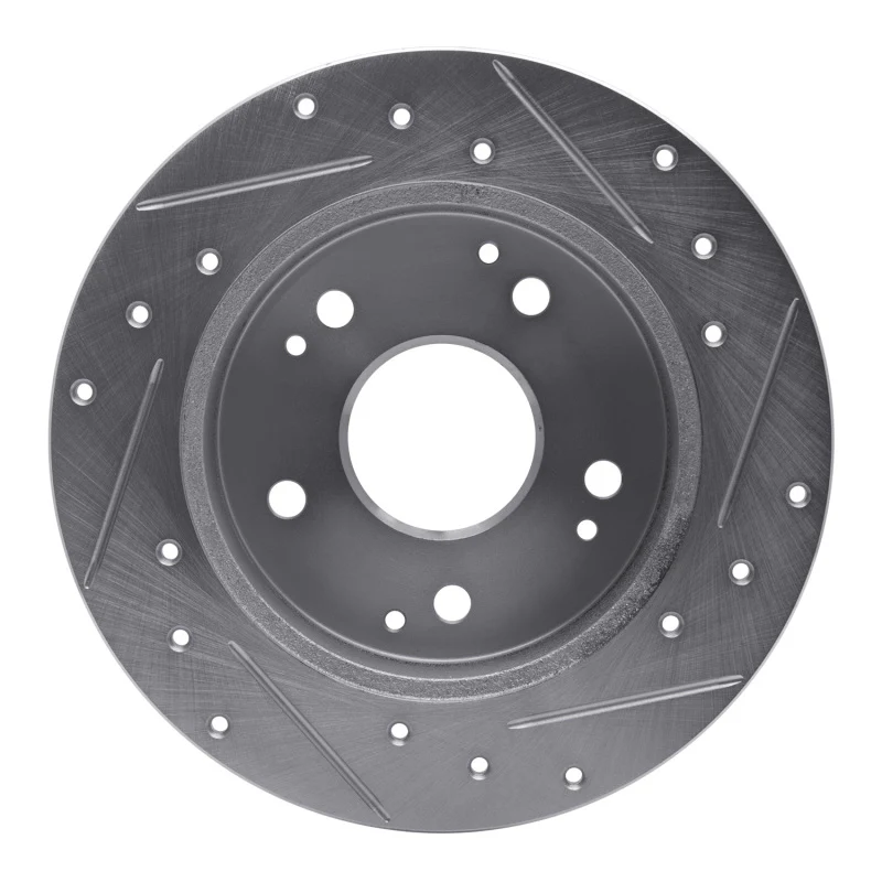 R1 97-01 Acura Integra Rear Left Drilled & Slotted Silver Brake Rotor - Image 3