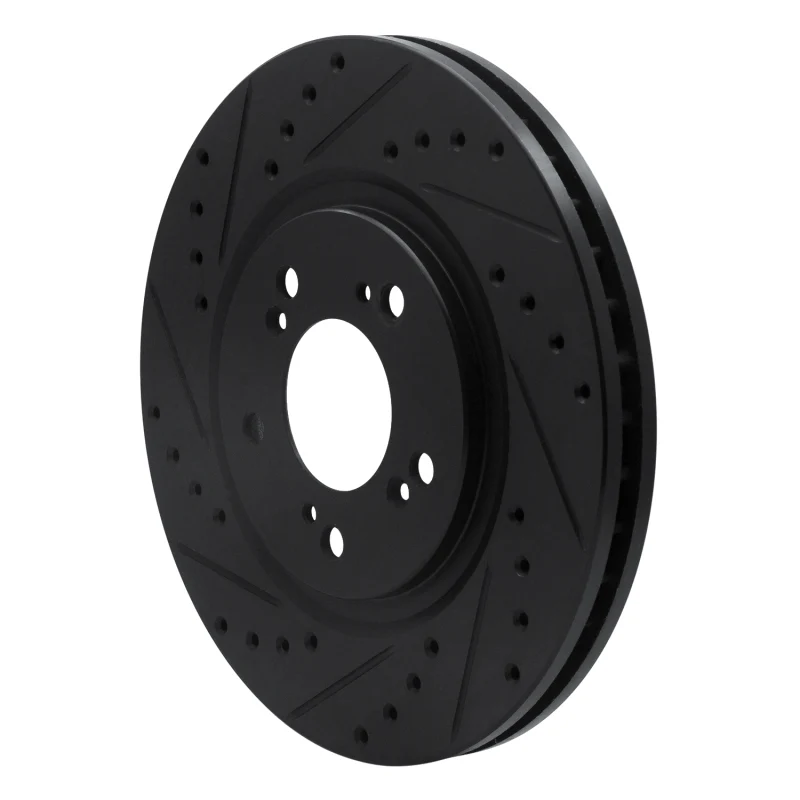 R1 97-05 Acura NSX Front Left Drilled & Slotted Black Brake Rotor - Image 3