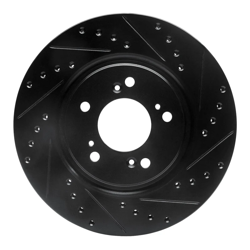 R1 97-05 Acura NSX Front Right Drilled & Slotted Black Brake Rotor