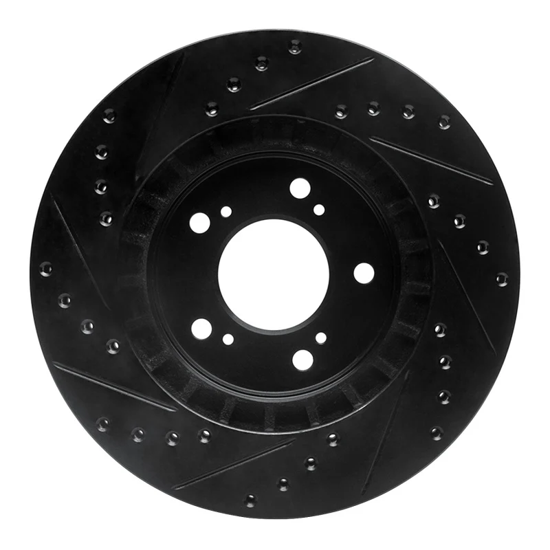 R1 97-05 Acura NSX Front Right Drilled & Slotted Black Brake Rotor - Image 3
