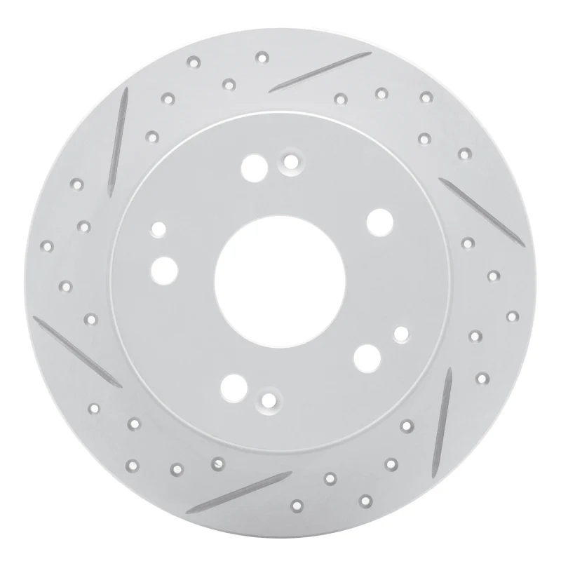 R1 97-06 Acura Integra Rear Left Drilled & Slotted Geo-Carbon Rotor