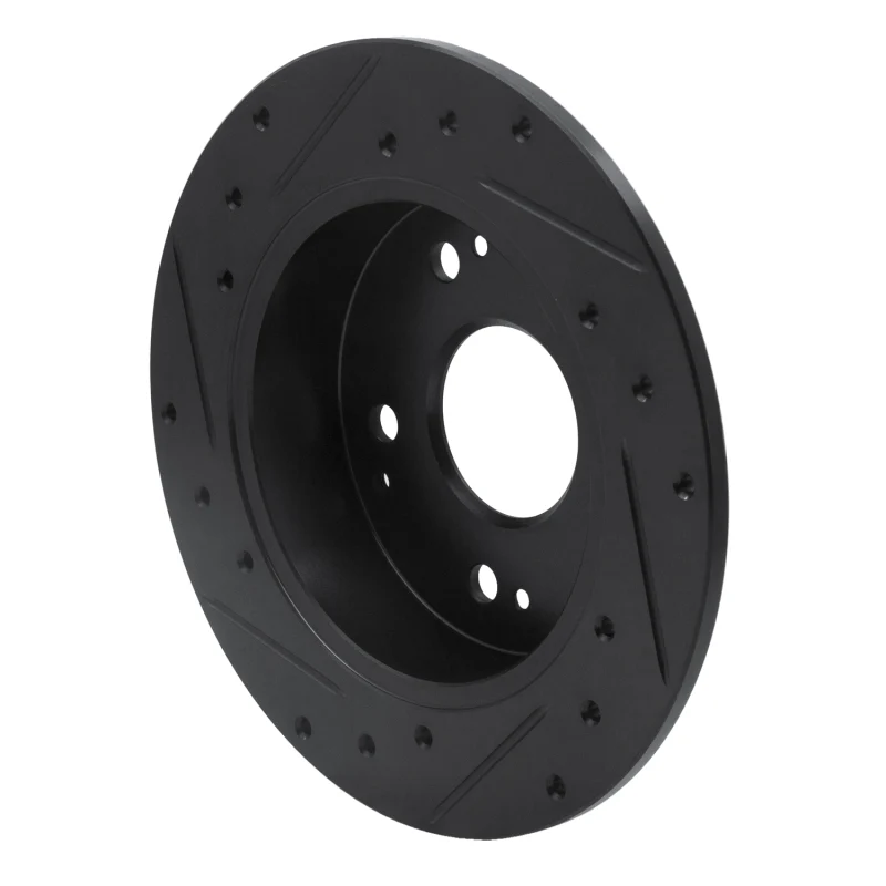 R1 97-06 Acura Integra Rear Right Drilled & Slotted Black Brake Rotor - Image 2