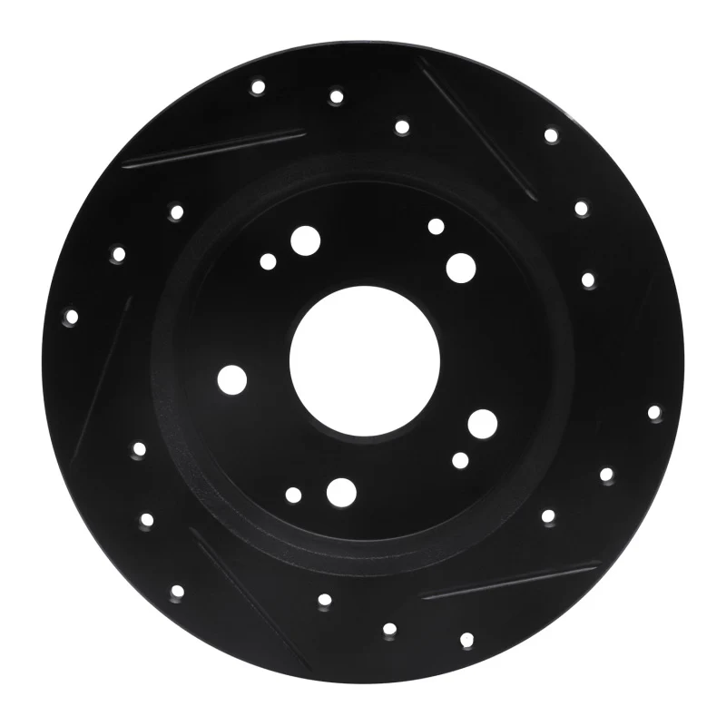 R1 97-06 Acura RSX Rear Left Drilled & Slotted Black Brake Rotor - Image 5
