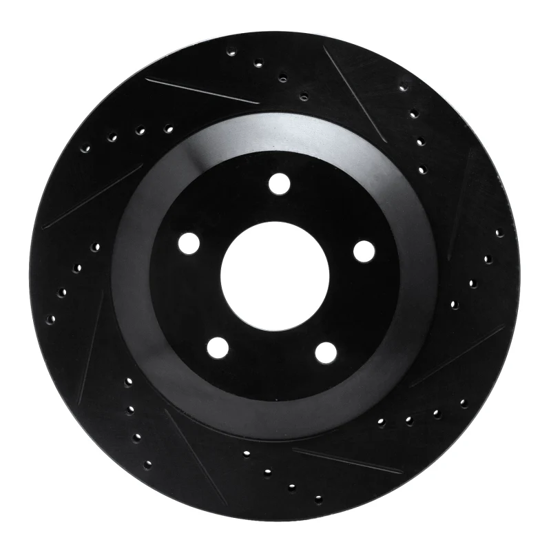 R1 97-09 Cadillac XLR Left Front Drilled & Slotted Black Brake Rotor