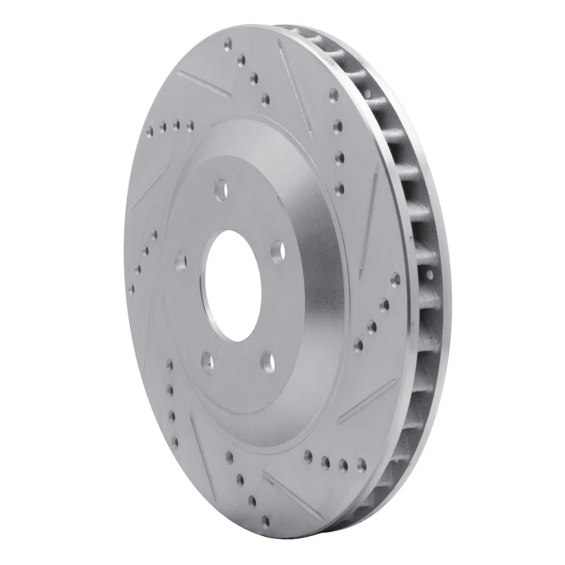 R1 97-09 Cadillac XLR Left Front Drilled & Slotted Silver Brake Rotor - Image 2