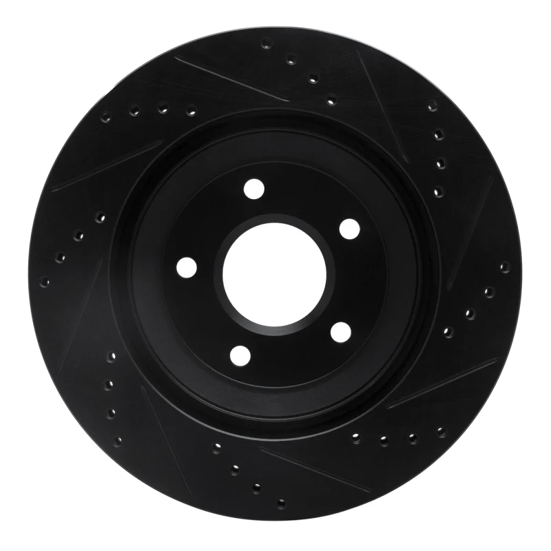 R1 97-09 Cadillac XLR Right Front Drilled & Slotted Black Brake Rotor - Image 5