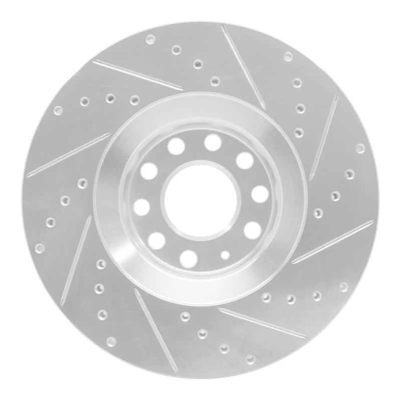 R1 98-09 Audi A4 Quattro Front Left Drilled & Slotted Silver Brake Rotor - Image 2
