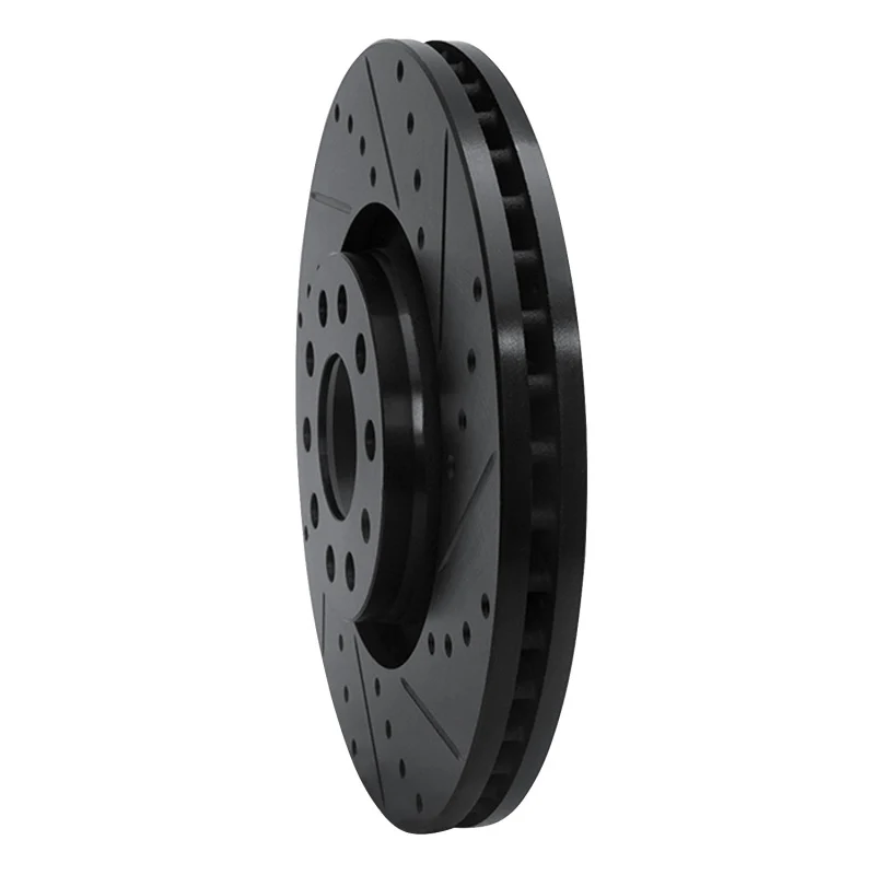 R1 98-09 Audi A6 (Mexico) Front Right Drilled & Slotted Black Brake Rotor - Image 2