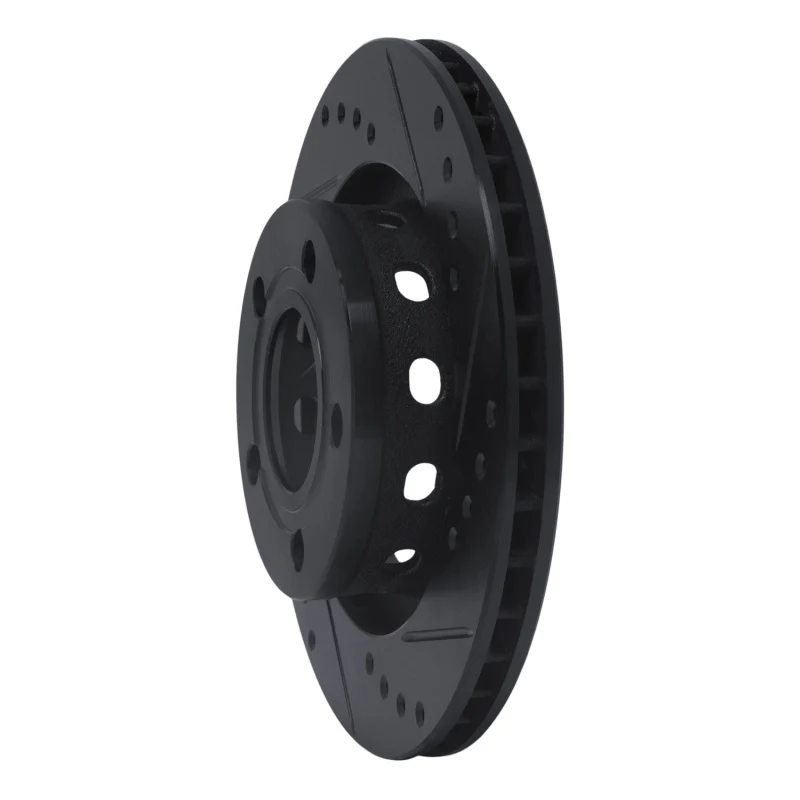 R1 99-05 Audi A6 Quattro Rear Right Drilled & Slotted Black Brake Rotor - Image 5