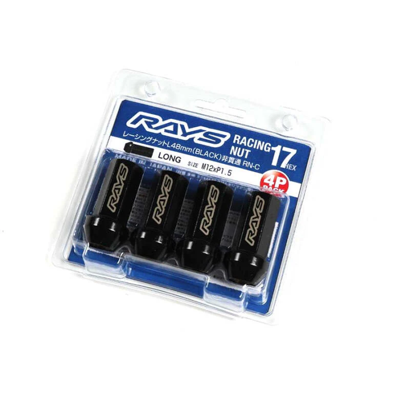 Rays 17HEX Racing Nut 12x1.5 Set L48 (Closed End) (4 PCS) - Black Chromate - Image 2