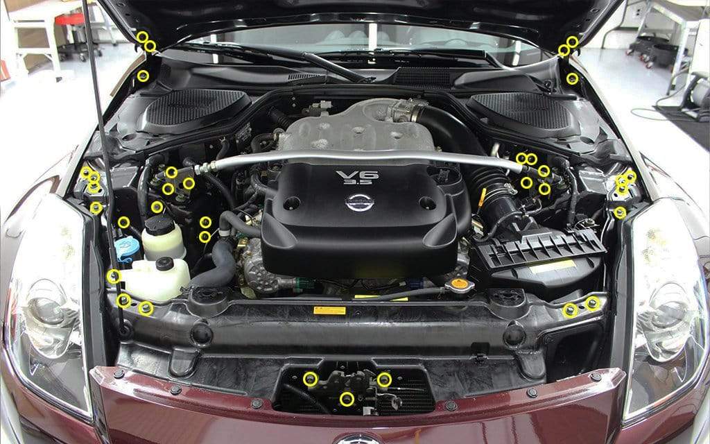 Stage 1 Titanium Hardware Engine Bay Kit - Nissan 350Z (2003-2006) - Image 2
