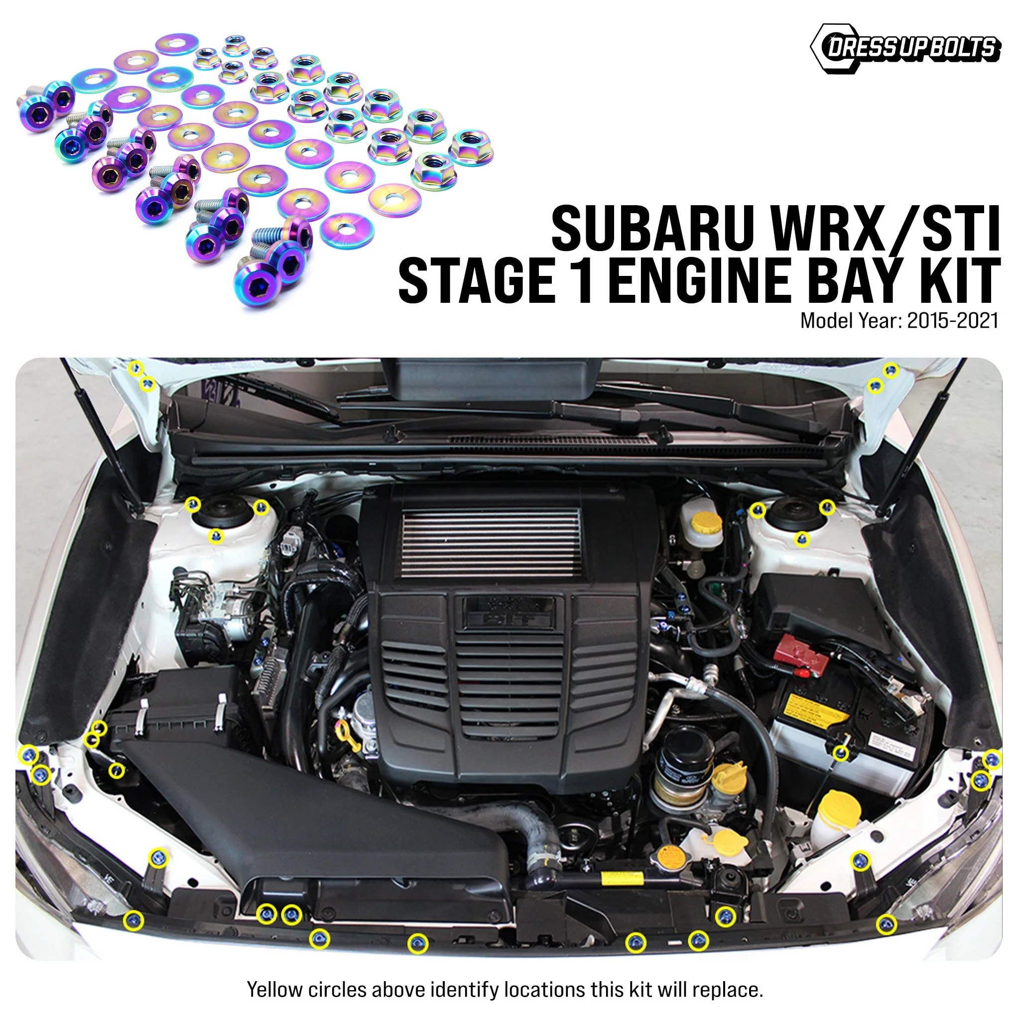 Stage 1 Titanium Hardware Engine Bay Kit - Subaru WRX/STI (2015-2021) - Image 2