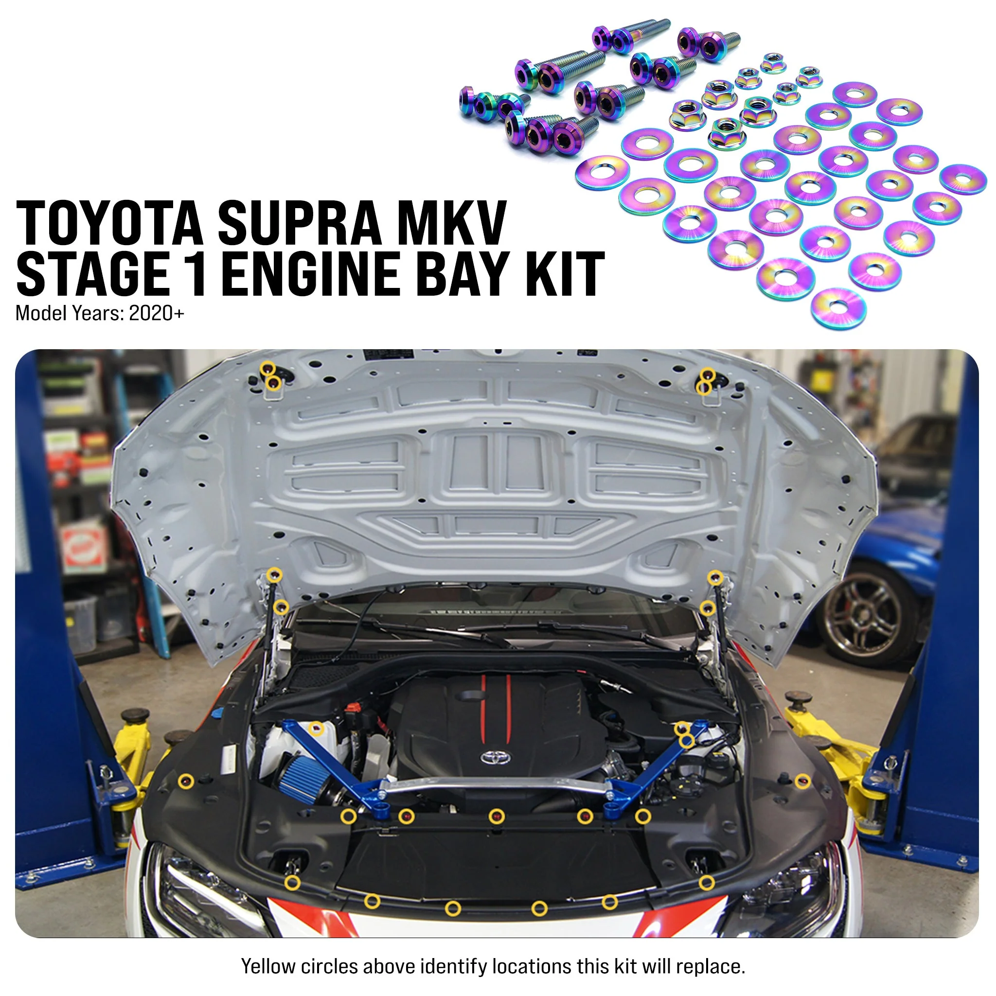 Stage 1 Titanium Hardware Engine Bay Kit - Toyota Supra MKV - Image 2