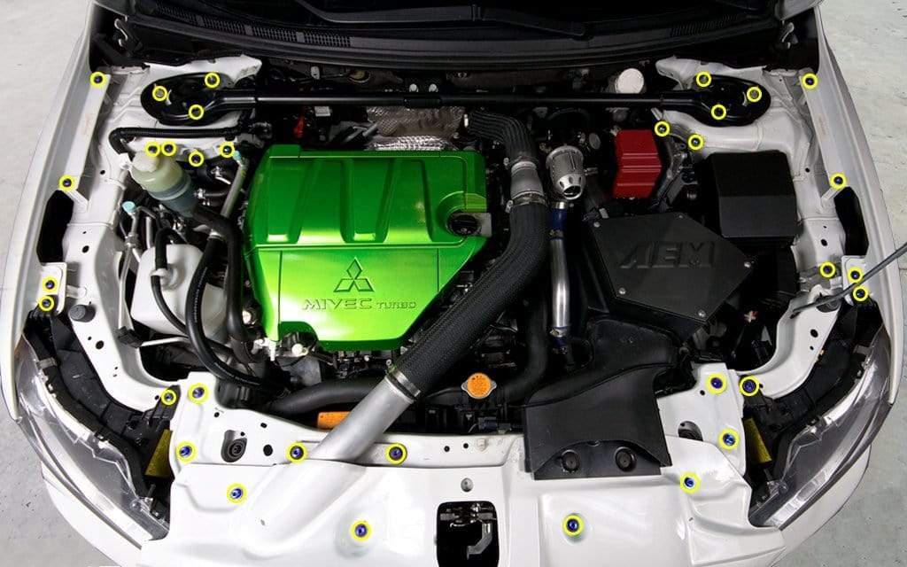 Titanium Hardware Engine Bay Kit - Mitsubishi Evo X - Image 2