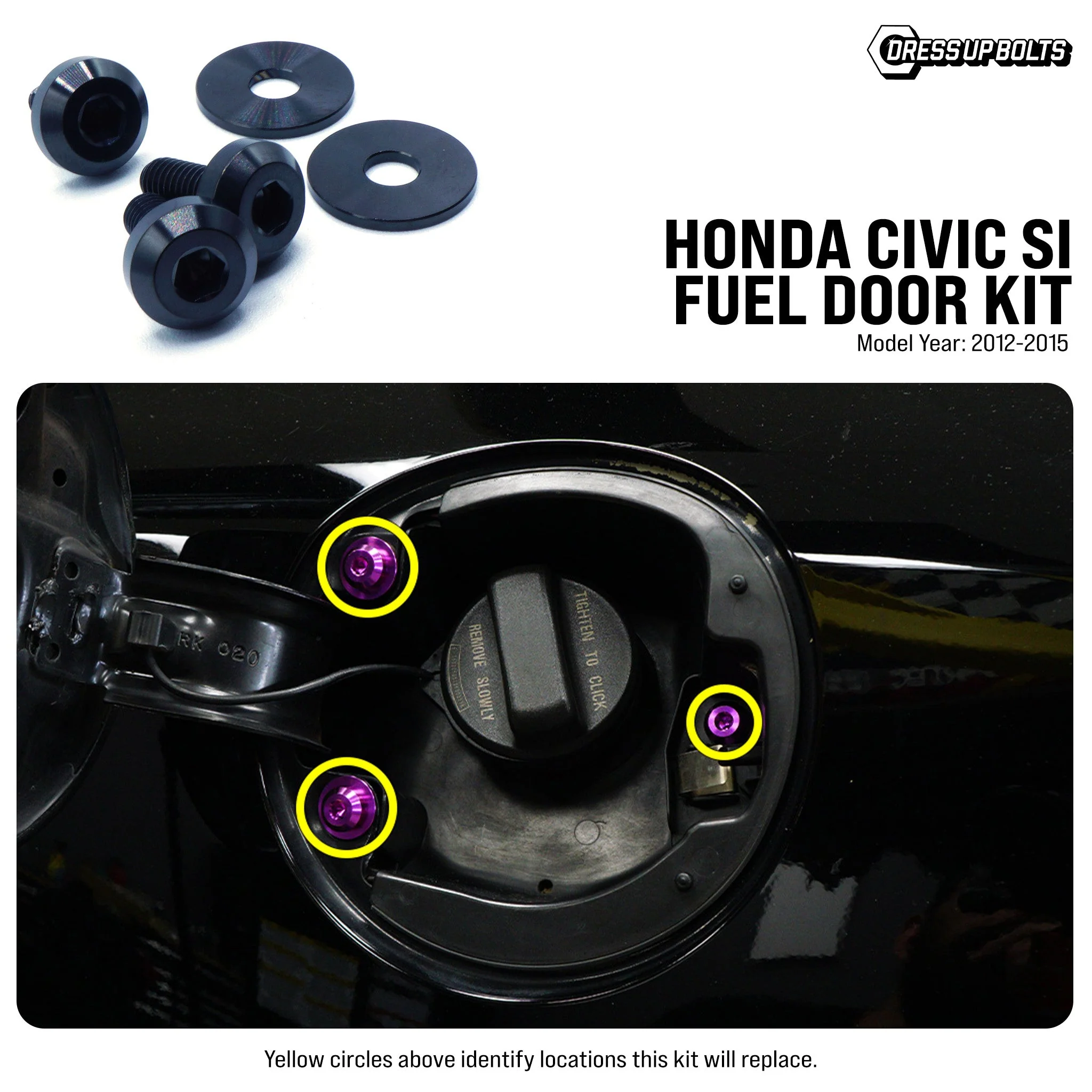 Titanium Hardware Fuel Door Kit - Honda Civic Si (2012-2015) - Image 2