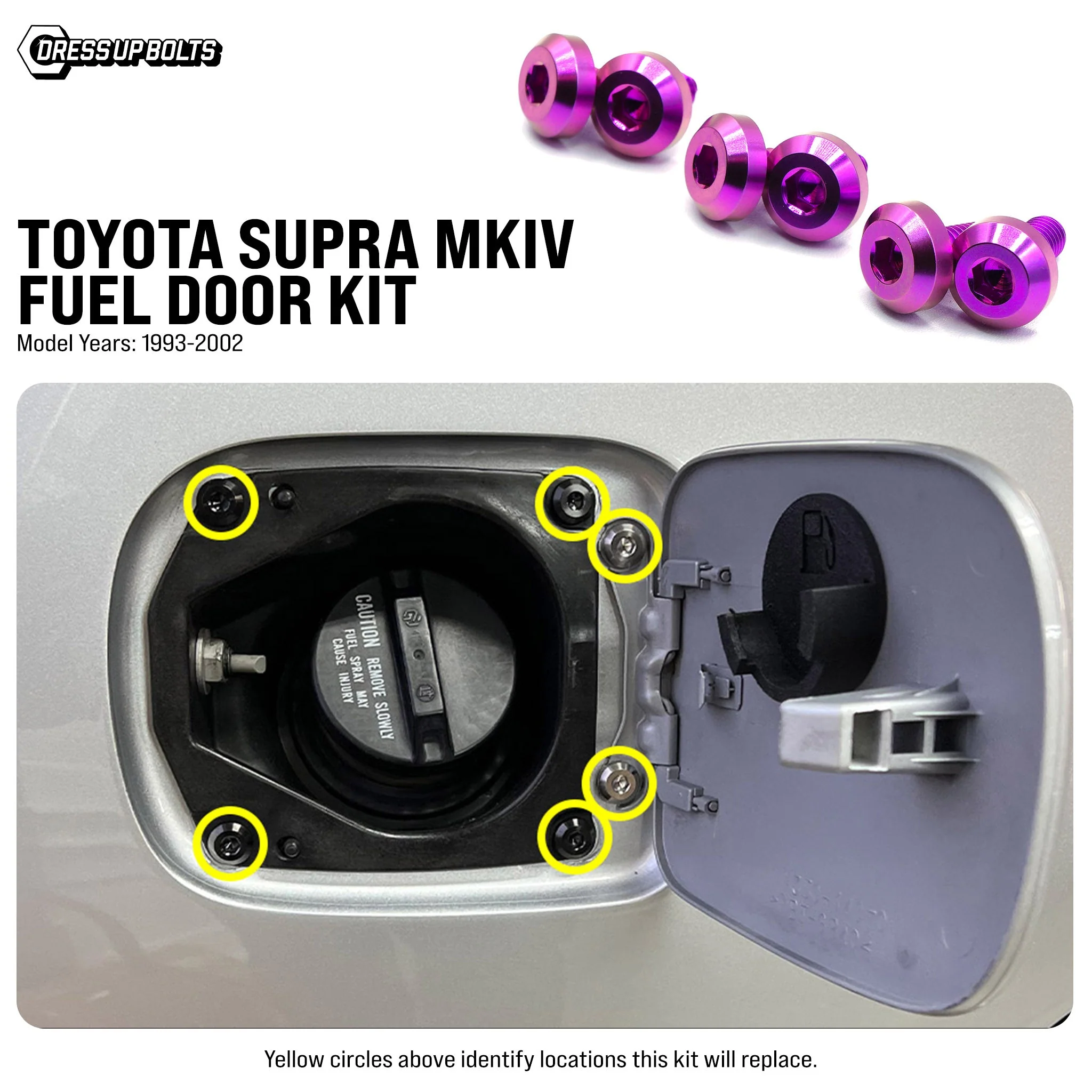 Titanium Hardware Fuel Door Kit - Toyota Supra MKIV (1993-2002) - Image 2