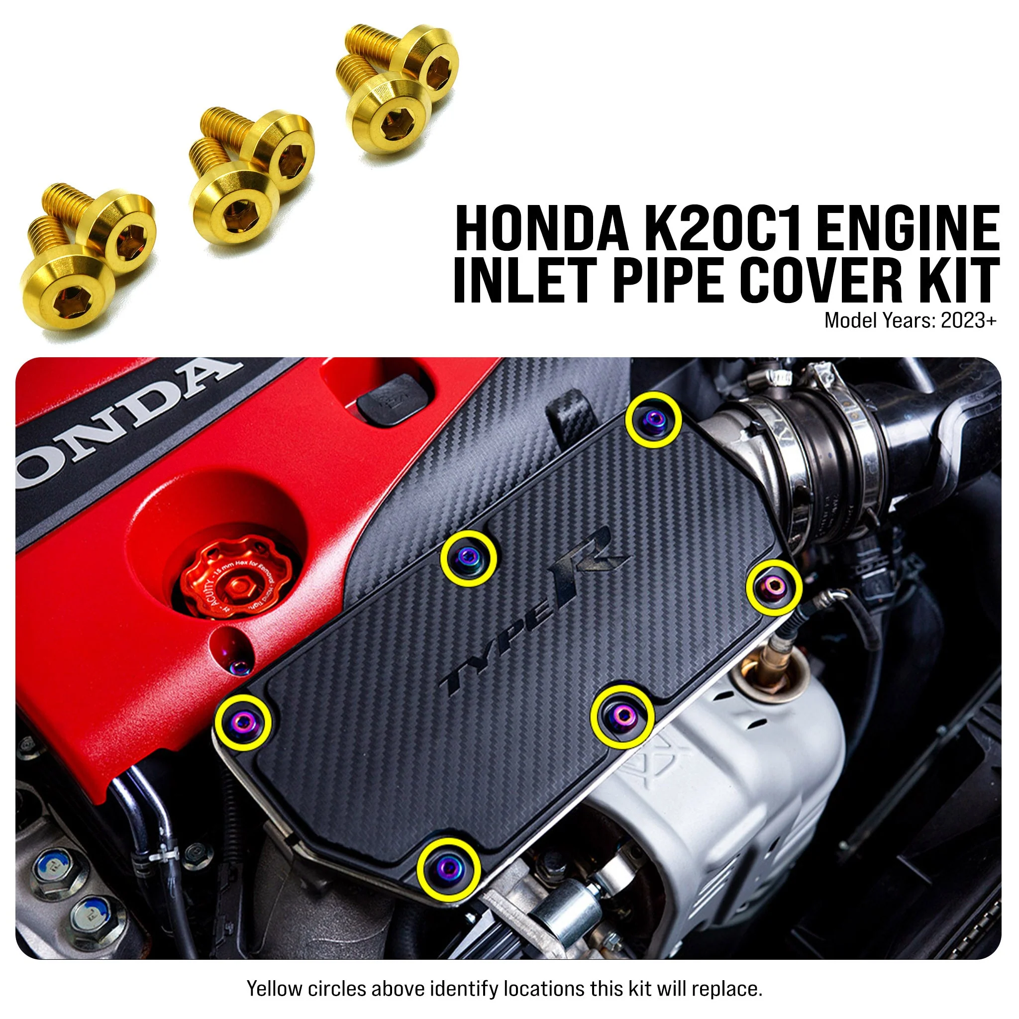 Titanium Hardware Inlet Pipe Cover Kit - Honda K20C1 Engine - Image 2