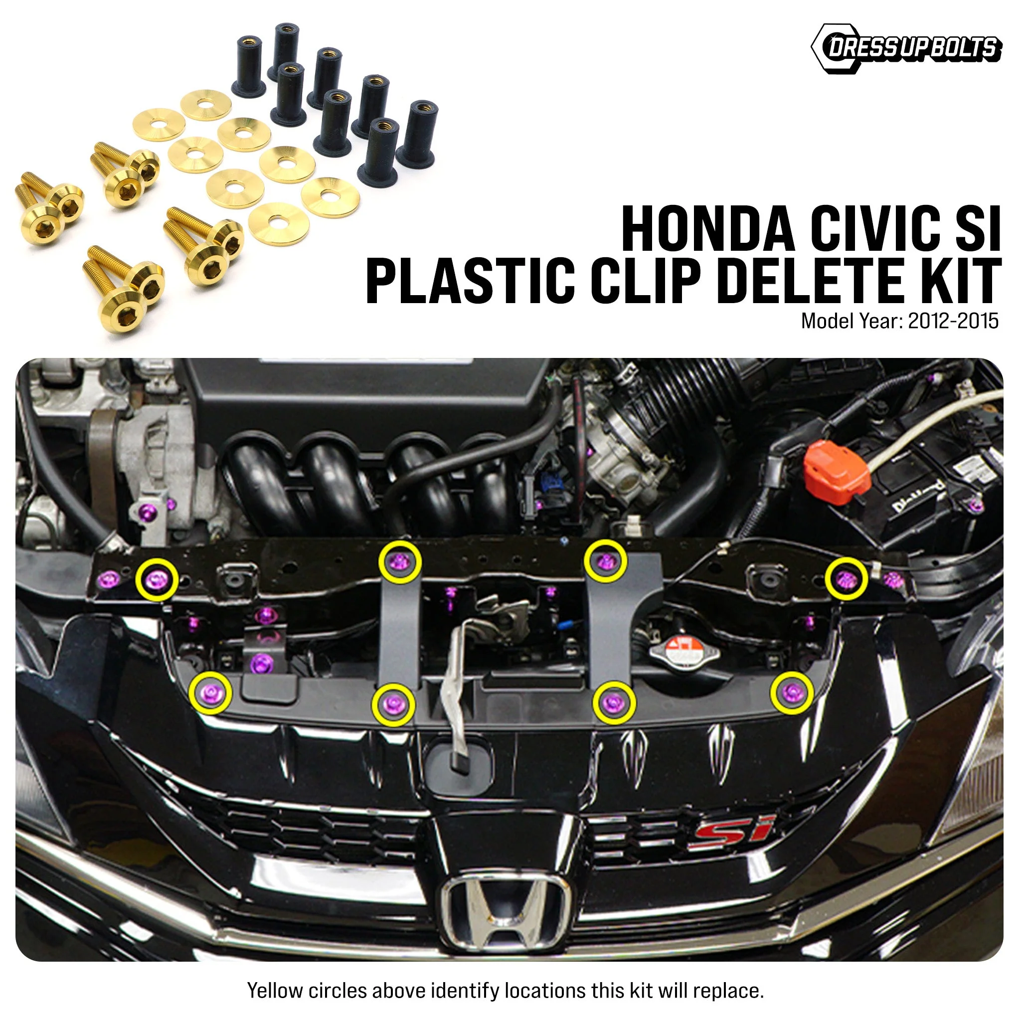 Titanium Hardware Plastic Clip Delete Kit - Honda Civic Si (2012-2015) - Image 2