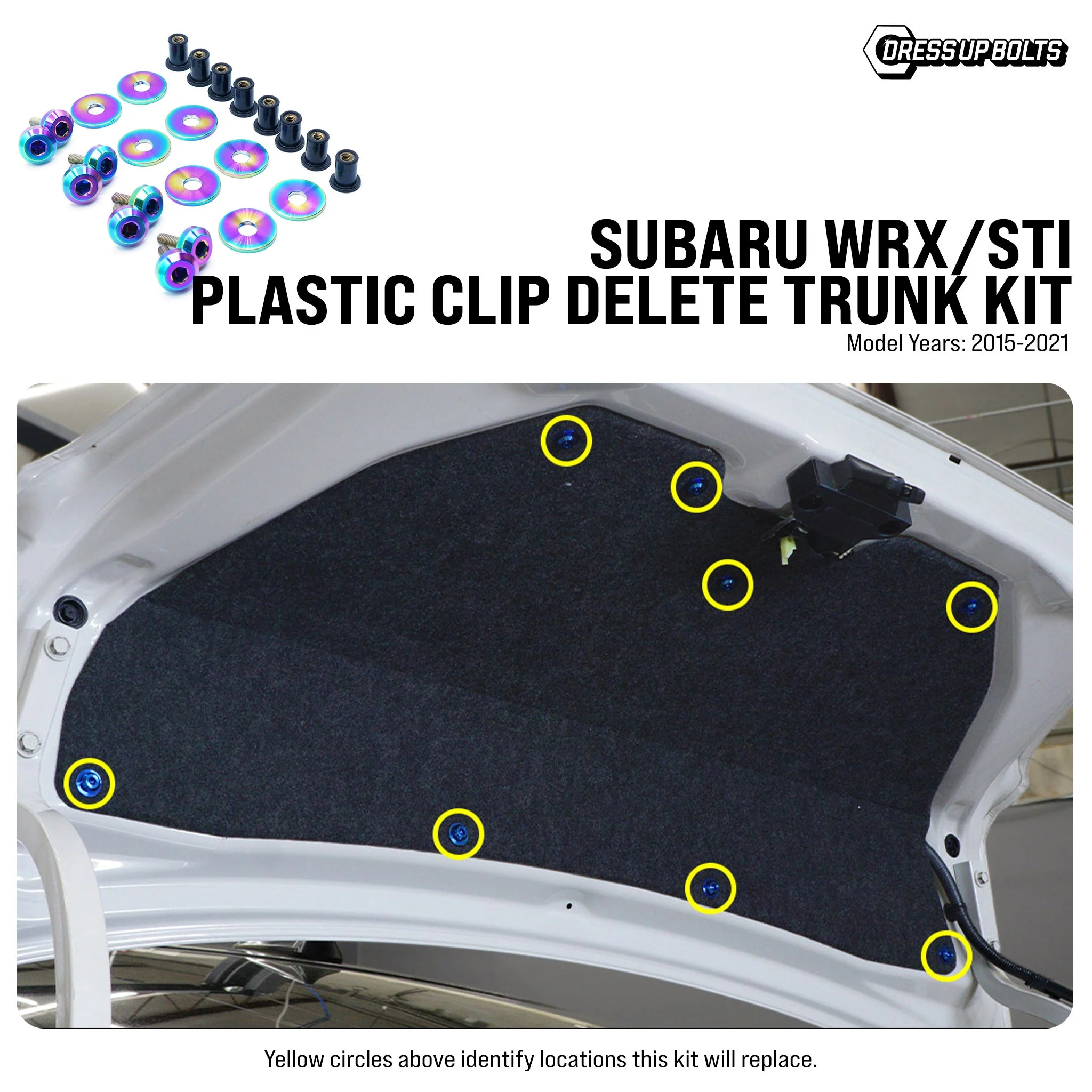 Titanium Hardware Plastic Clip Delete Trunk Kit - Subaru WRX/STI (2015-2021) - Image 2